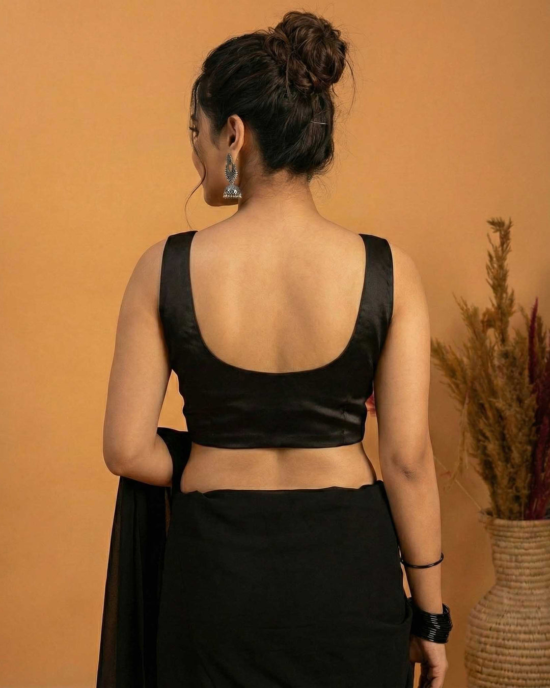 Empress Black Satin Sleeveless Princess-Cut Blouse