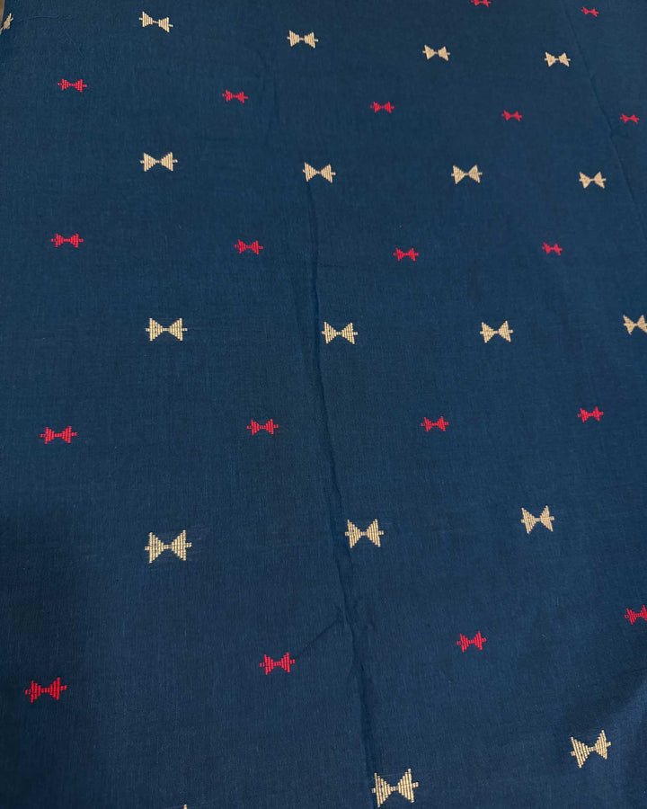 Rekha Cotton Blouse Dark Blue with contrast piping