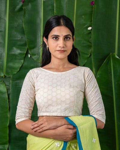 Amaira – White Eyelet Cotton Schifli Blouse