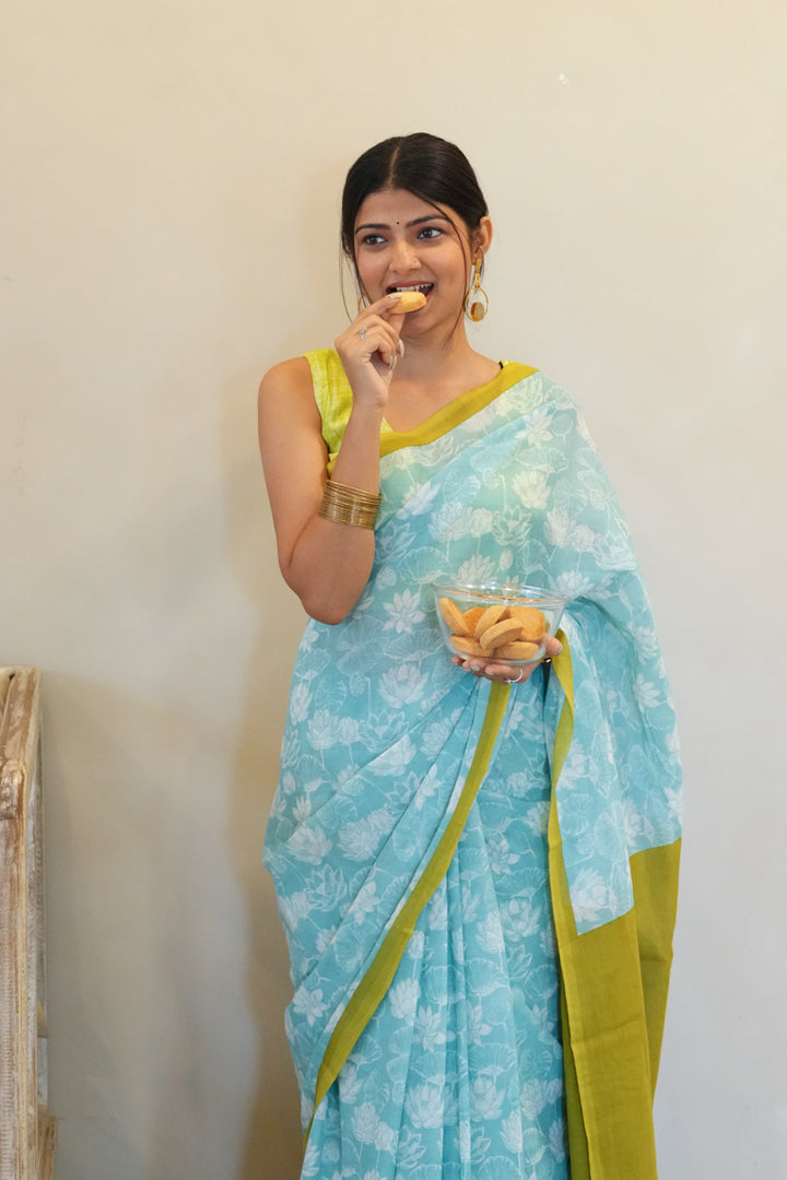 Flora Fiesta Printed Mulmul Cotton Saree