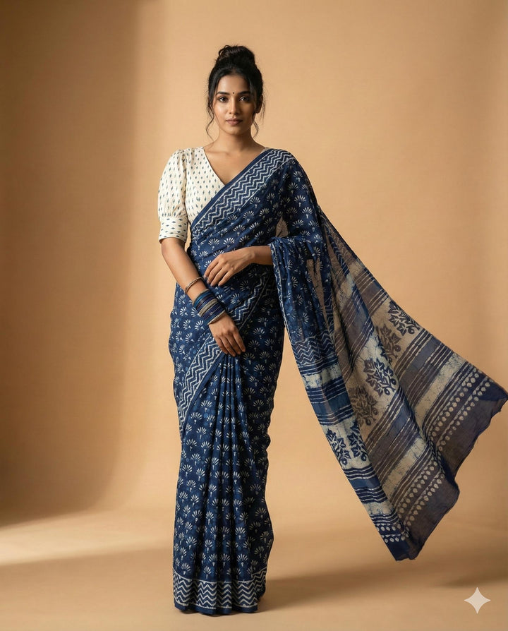 Effortless Style Indigo Saree Blouse Combo (Pack of 2)