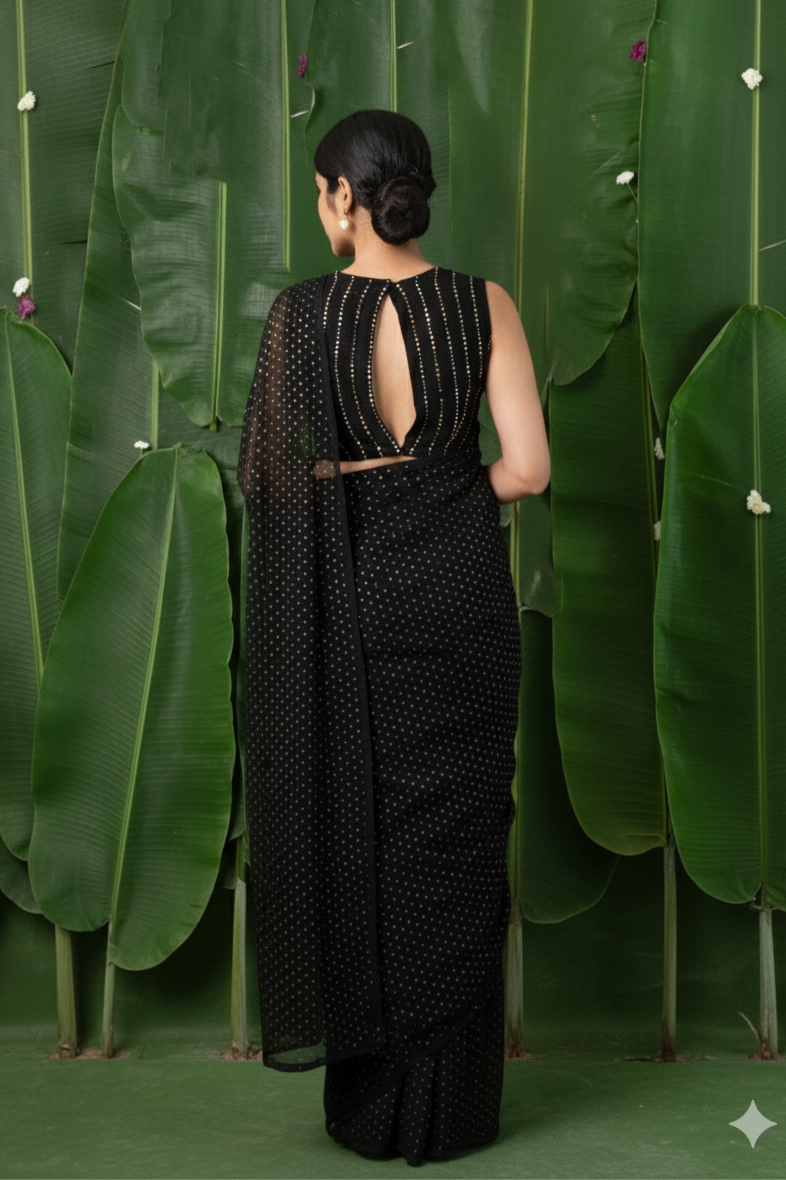 Black Sitara - Georgette saree with Sequins