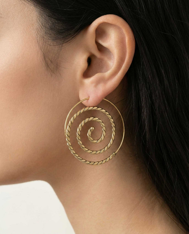 Spiral Stud 24k Gold Plated Earrings