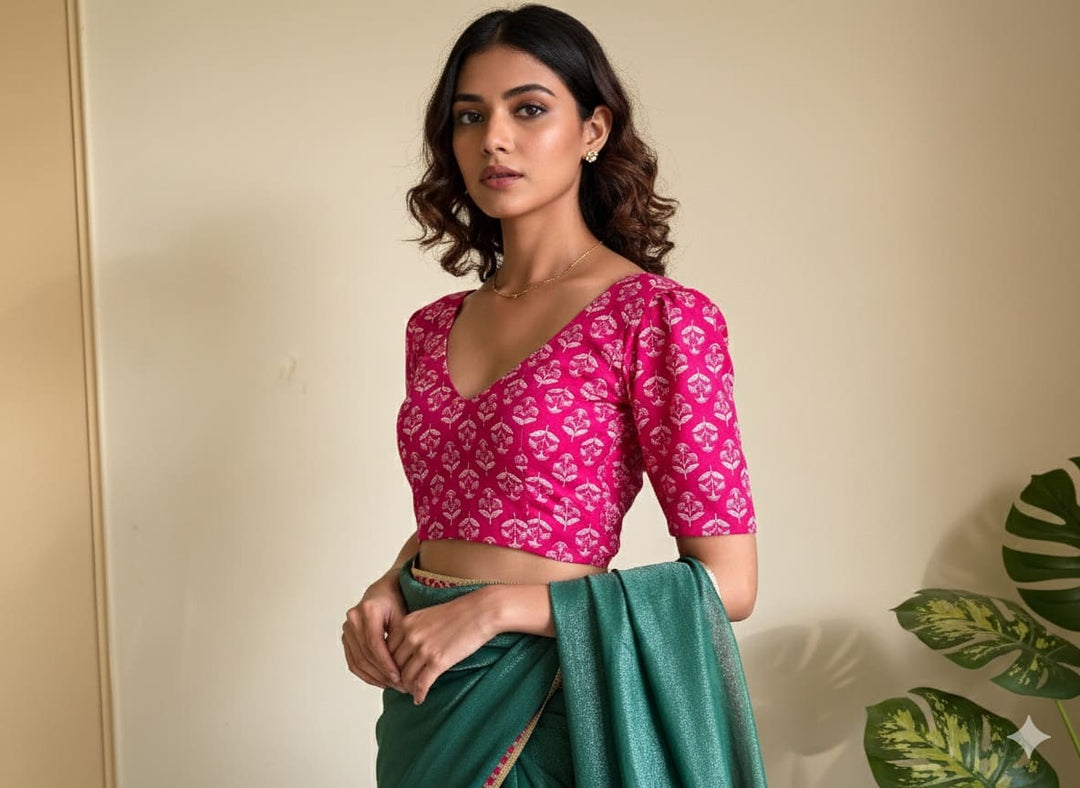 Pritha- CurveFit Stretchable Cotton Pink Printed Blouse