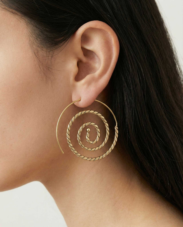 Spiral Stud 24k Gold Plated Earrings