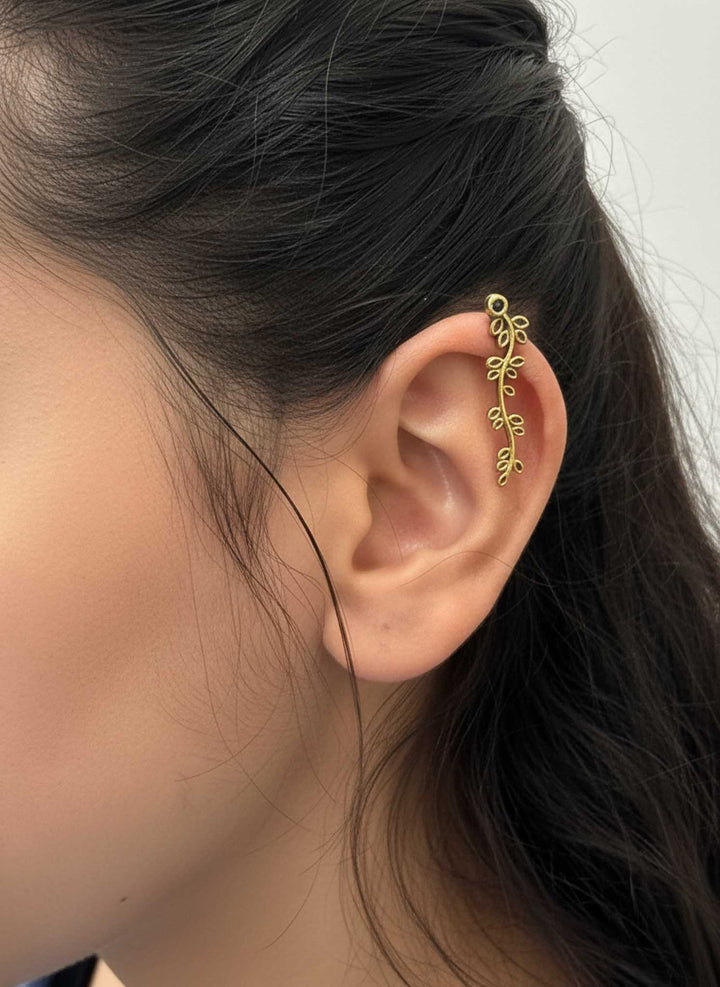 Minimal Leaf 24k Gold Plated Earcuffs
