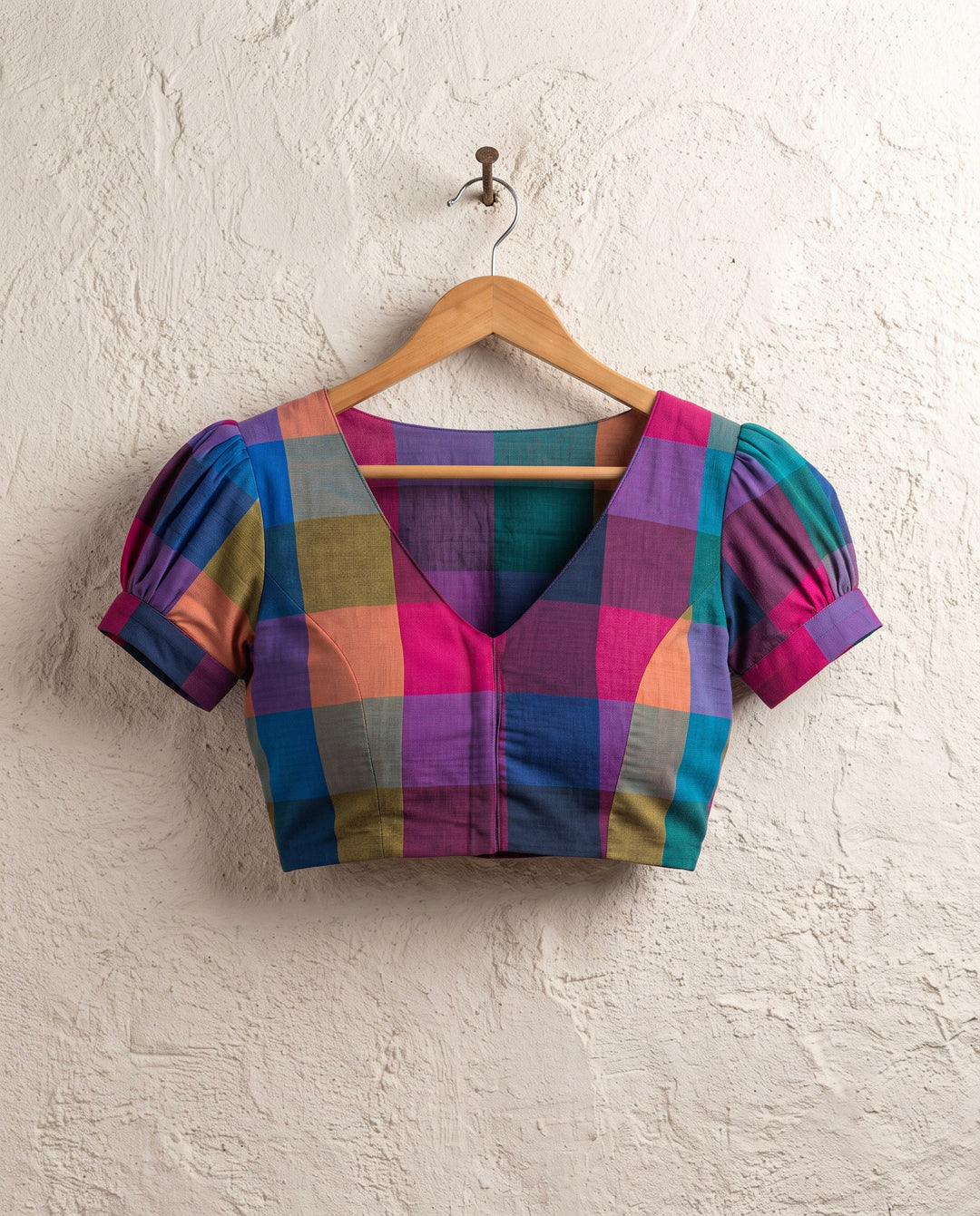 Subtle days V-neck Blouse with Puff Sleeves - Multicolor 4