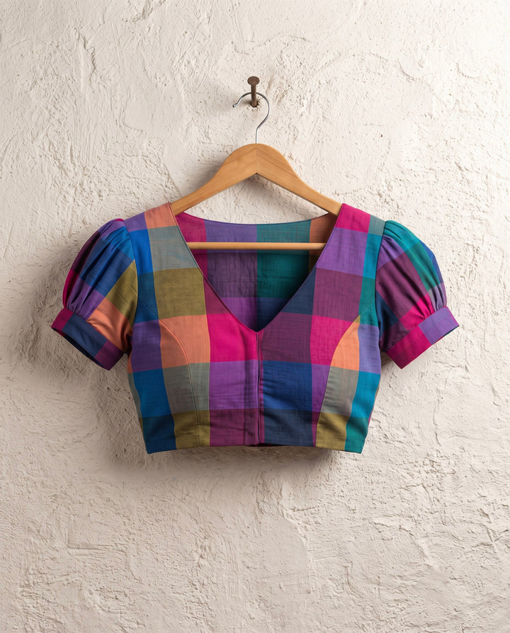 Subtle days V-neck Blouse with Puff Sleeves - Multicolor 4