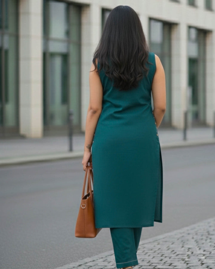 Gul Cotton Pant and Kurta Set with Floral Embroidery