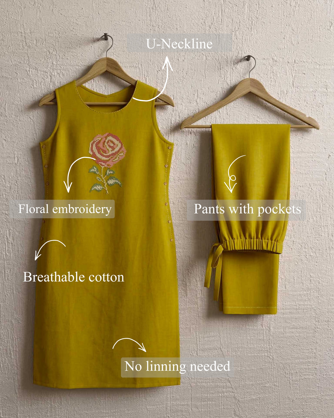 Gul Cotton Pant and Kurta Set with Floral Embroidery