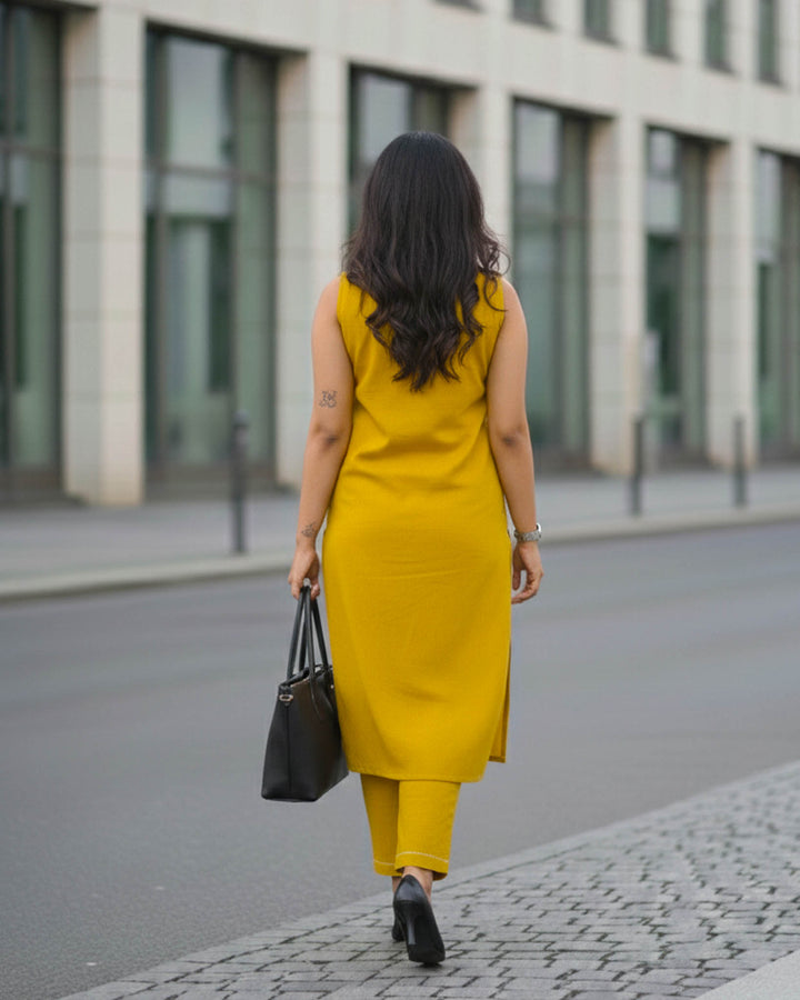 Gul Cotton Pant and Kurta Set with Floral Embroidery