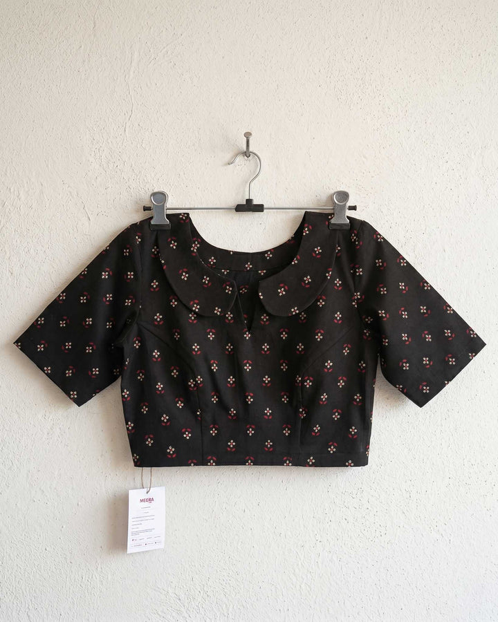Timeless Black Cotton Blouse with Peter Pan Collar