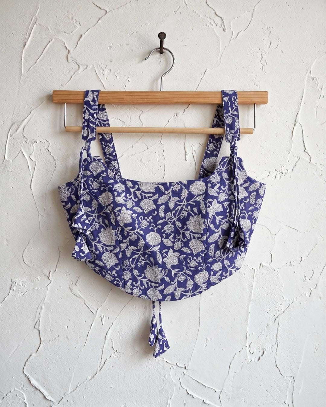 Happy Days Cotton Block Print Corset Blouse in Purple