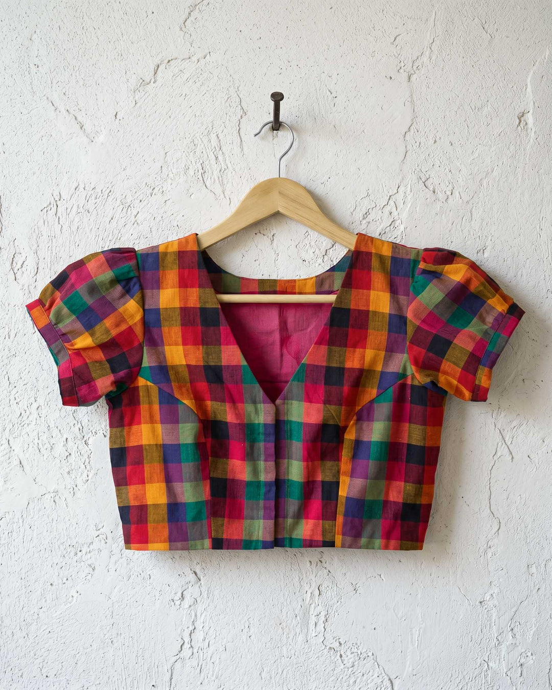 Subtle days V-neck Blouse with Puff Sleeves - Multicolor