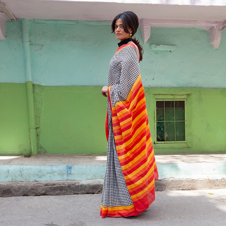 Haseena Hand Block Print Mul Mul Cotton Saree