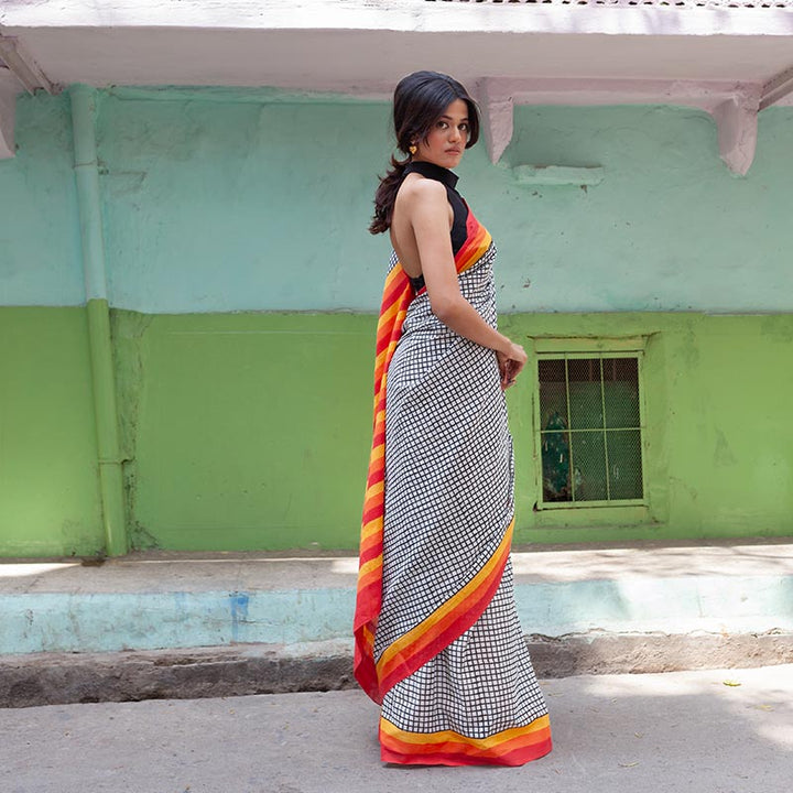 Haseena Hand Block Print Mul Mul Cotton Saree