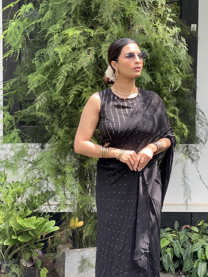 Black Sitara - Georgette saree with Sequins