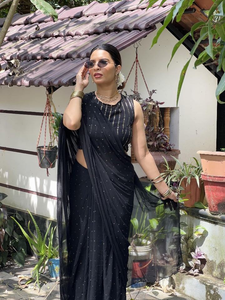 Black Sitara - Georgette saree with Sequins