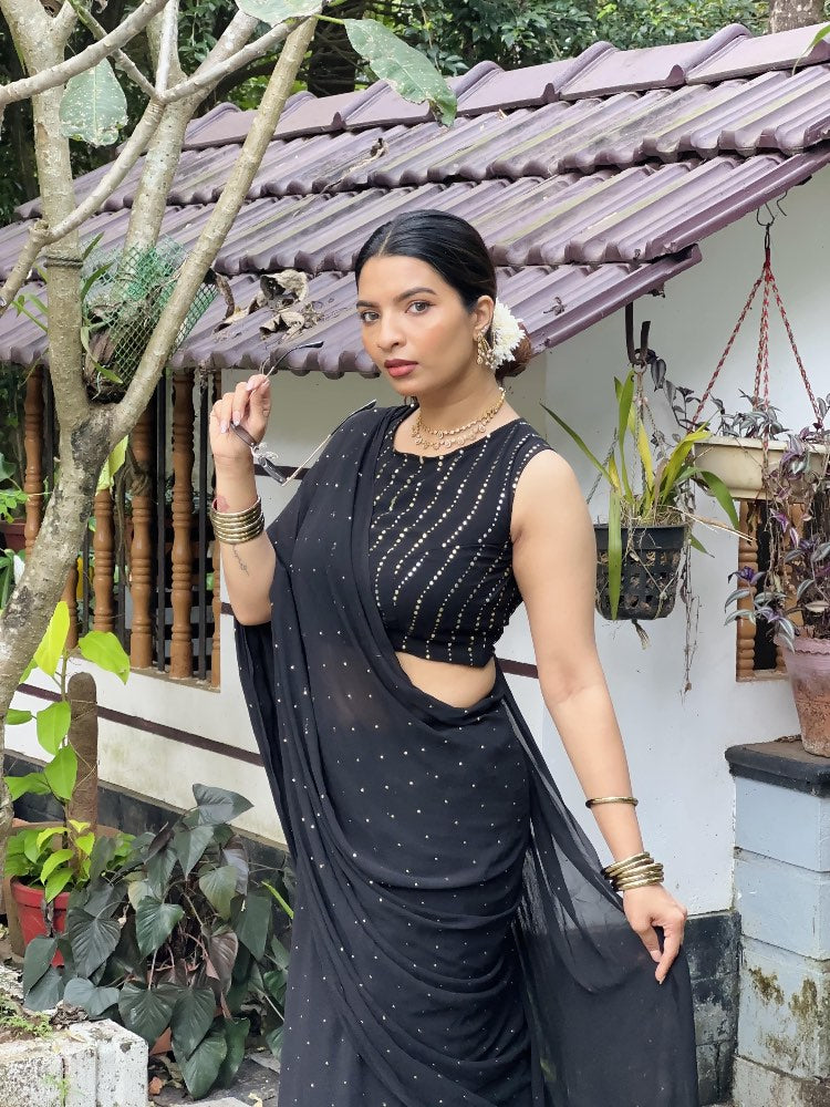 Black Sitara - Georgette saree with Sequins