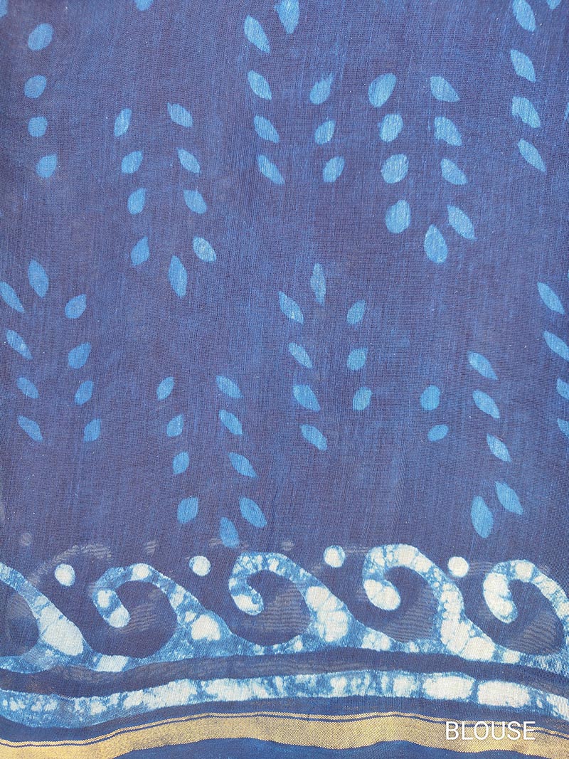 Heer - Indigo Dabu Hand Block Print Chanderi Silk Saree