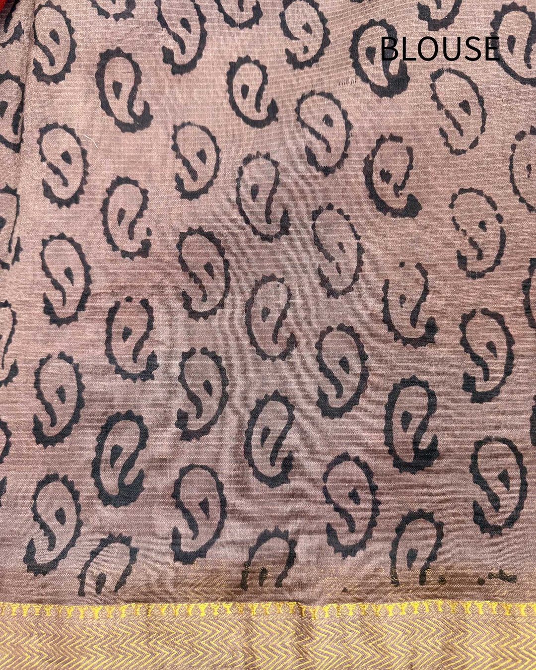 Fired Clay - Hand Block Printed Silk Cotton Maheshwari Saree