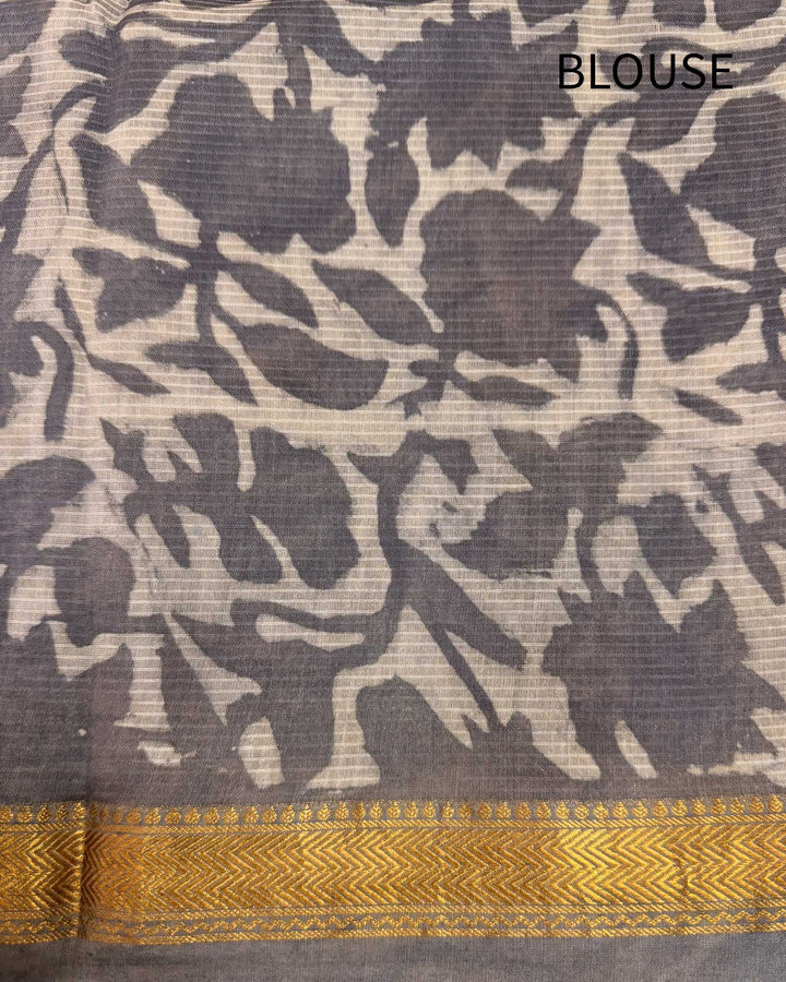 River Dust - Hand Block Printed Silk Cotton Maheshwari Saree