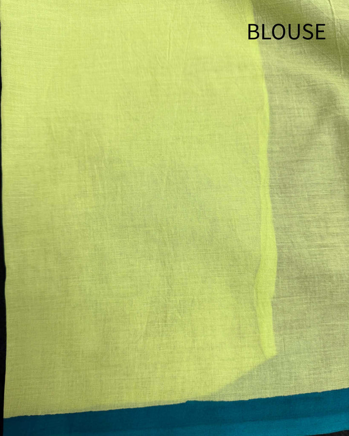Lime Blossom Embroidered Mulmul Cotton Saree