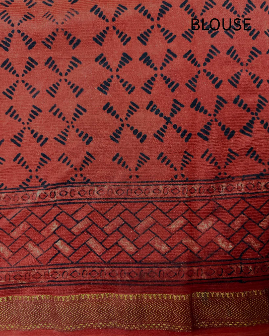 Red Earth - Hand Block Printed Silk Cotton Maheshwari Saree