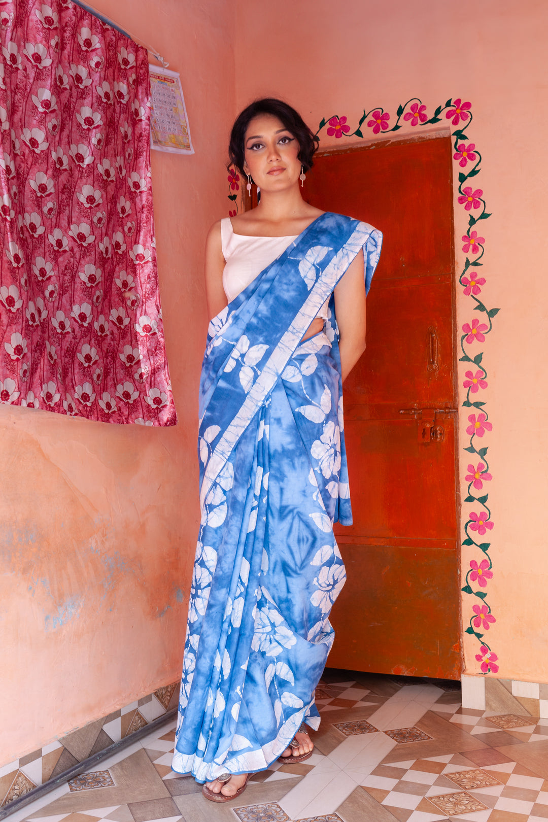 Khwaab Hand Painted Batik Mul Mul Cotton Saree