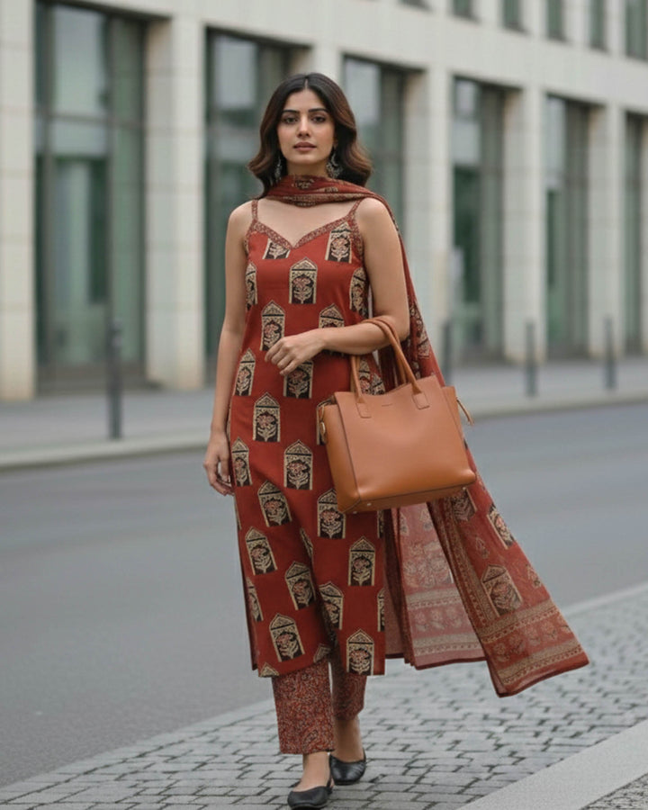 Leela Printed Cotton Dupatta, Pant and Kurta Set