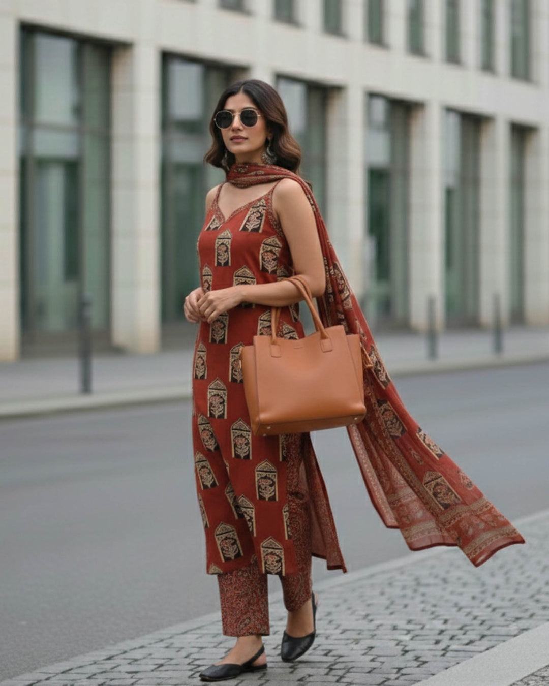 Leela Printed Cotton Dupatta, Pant and Kurta Set