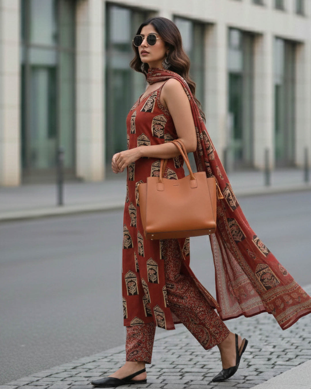 Leela Printed Cotton Dupatta, Pant and Kurta Set