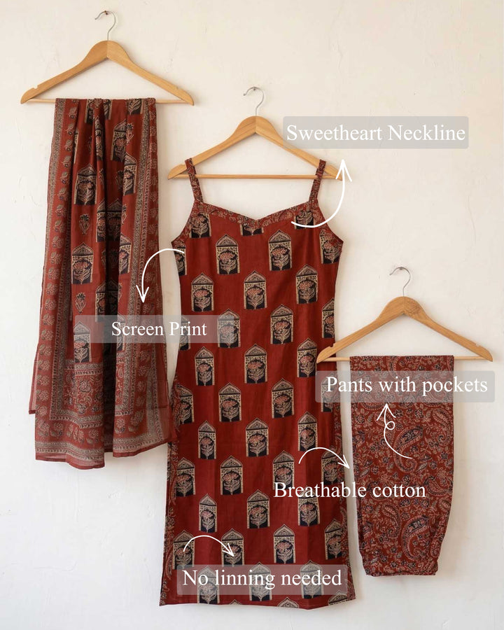 Leela Printed Cotton Dupatta, Pant and Kurta Set