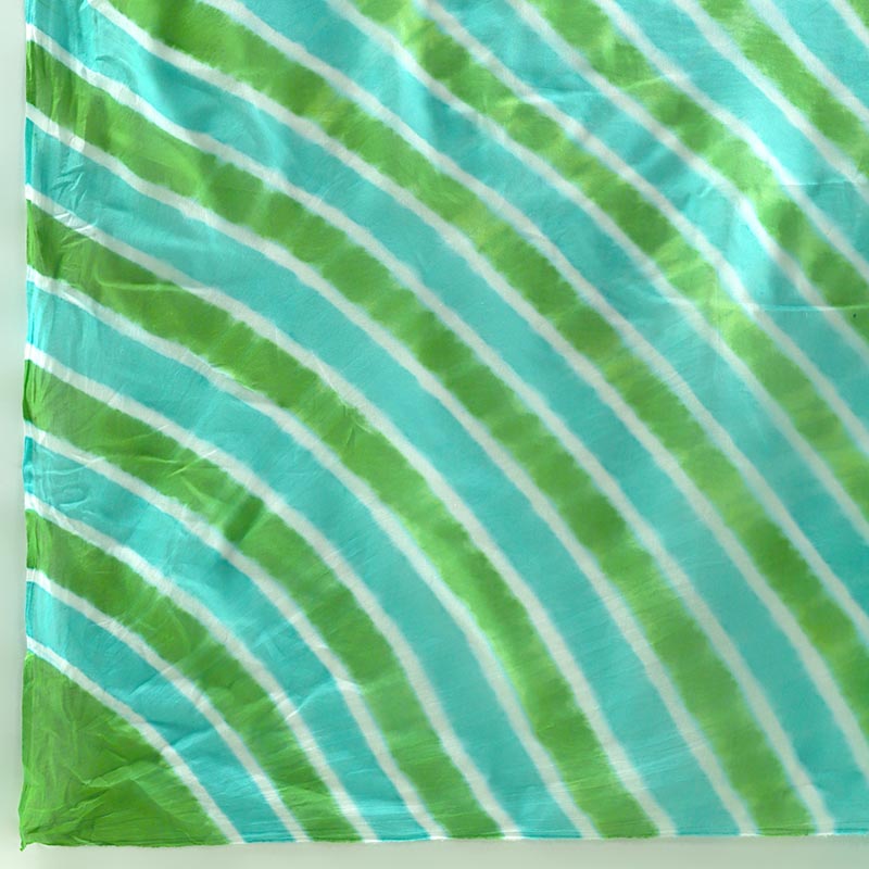 Aqua Green Leheriya Tie-dye Mulmul Cotton saree