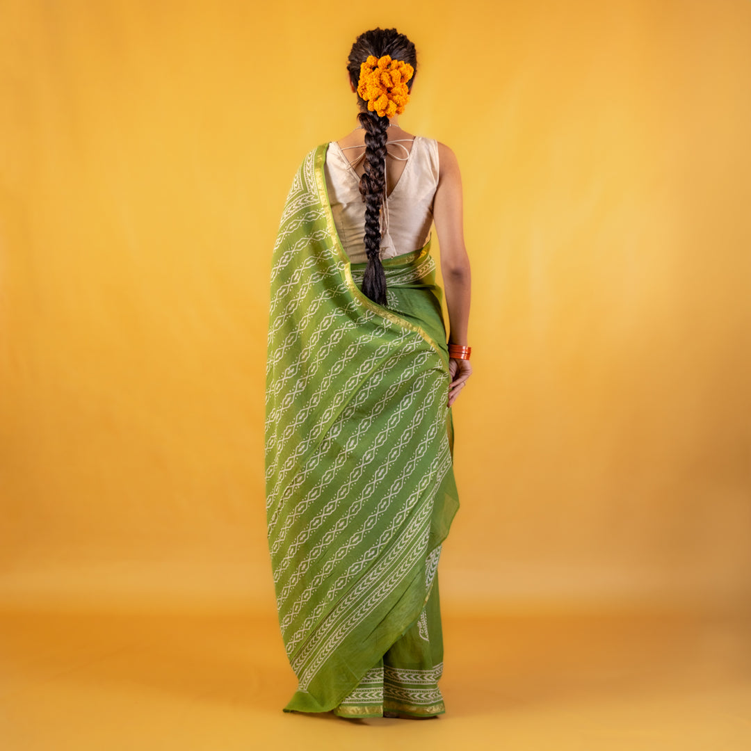 Madhurika Block Printed Saree with Zari border