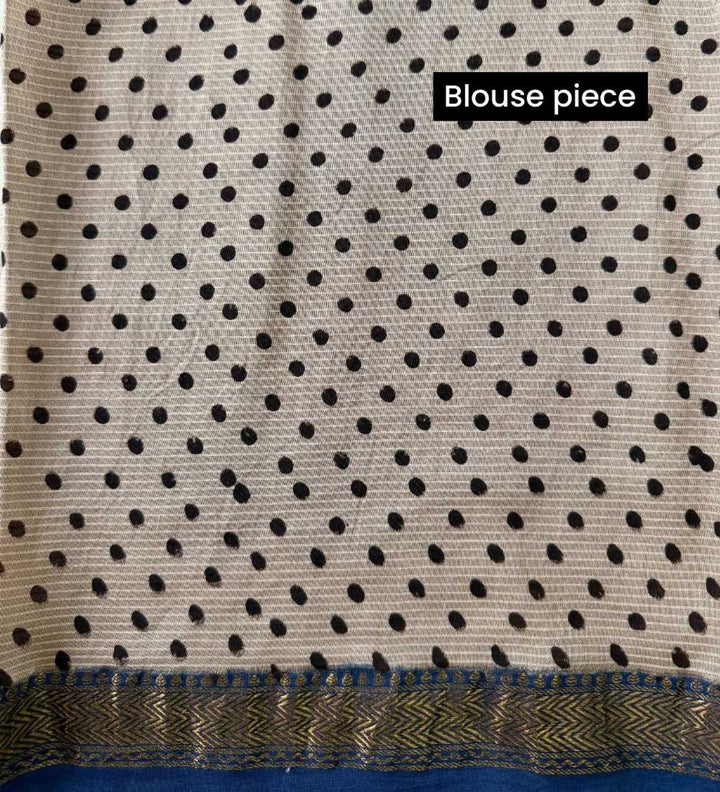 Surmayi - Hand Block Print Silk Cotton Maheshwari Saree