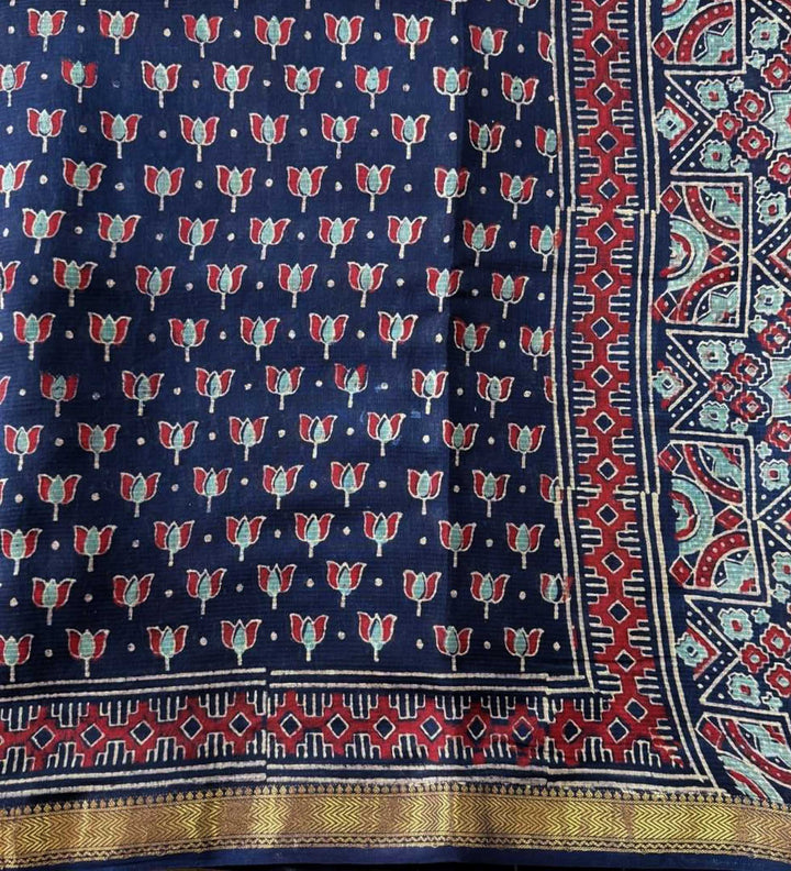 Sumedha - Hand Block Print Silk Cotton Maheshwari Saree