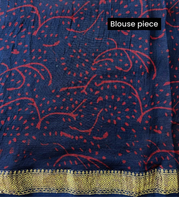 Sumedha - Hand Block Print Silk Cotton Maheshwari Saree
