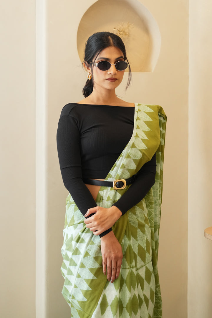 Mist Over Meadows Batik Mulmul Cotton Saree