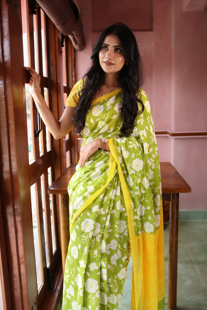 Misty Memories Printed Mulmul Cotton Saree