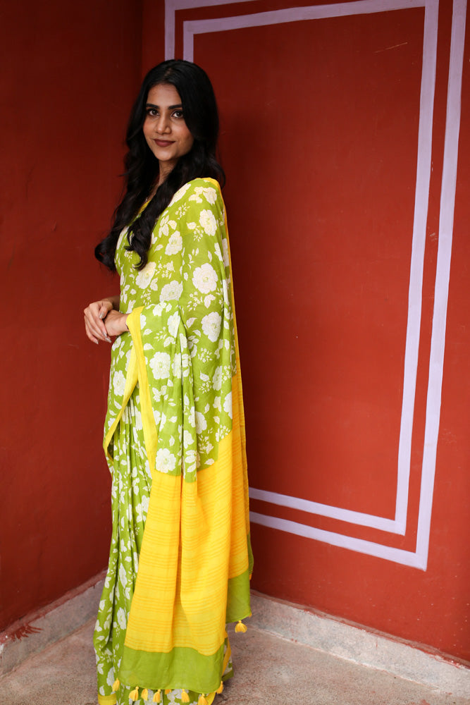 Misty Memories Printed Mulmul Cotton Saree