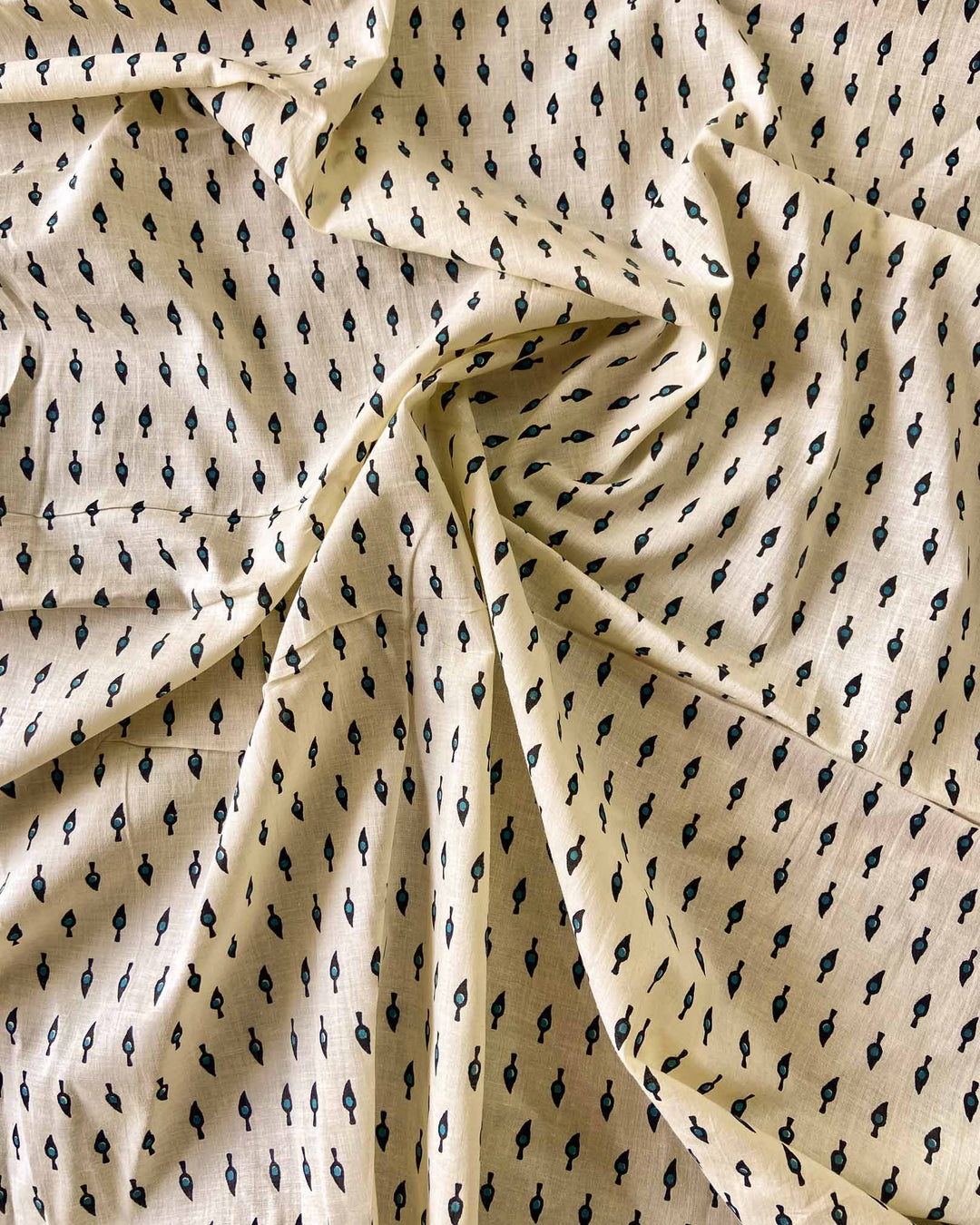 Modern Ease Off White Cotton Blouse with Gathered Sleeve