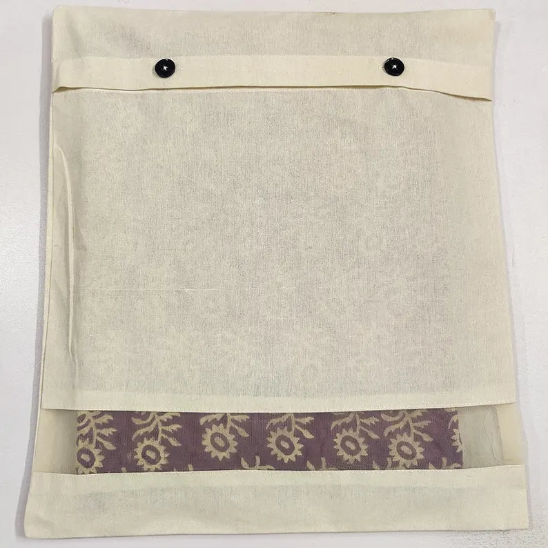 Reusable Cotton Single Saree Cover with Button Closure