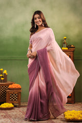 Mulberry Ombre Organza Saree with Printed Blouse Fabric