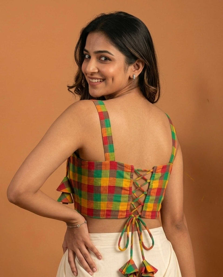 Happy Days Cotton Handloom Corset Blouse in Multicolour 3