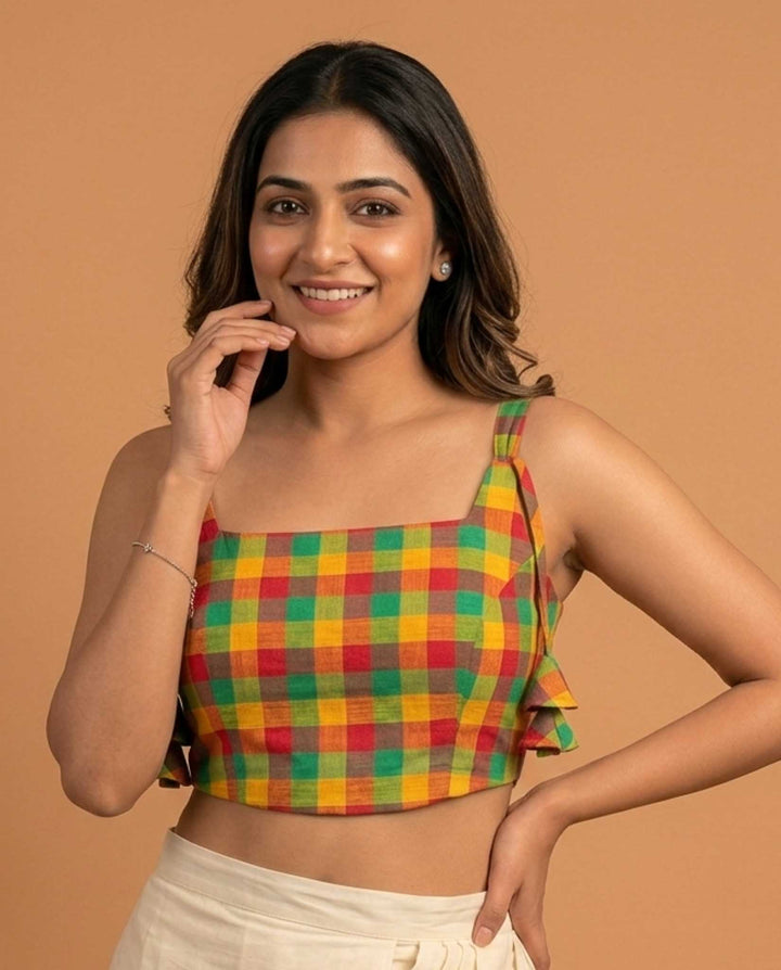 Happy Days Cotton Handloom Corset Blouse in Multicolour 3