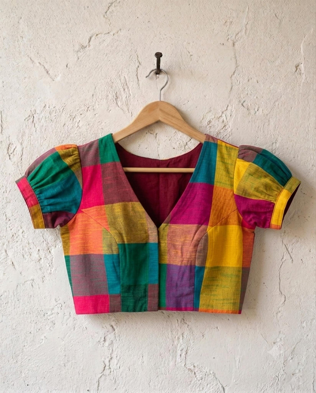 Subtle days V-neck Blouse with Puff Sleeves - Multicolor 2