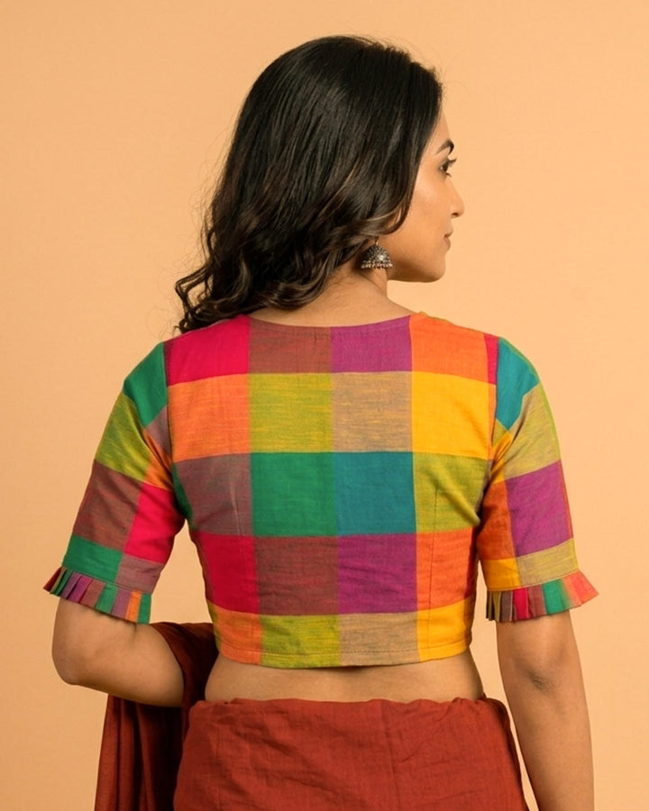 9AM button down blouse with elbow sleeve - Multicolor 2