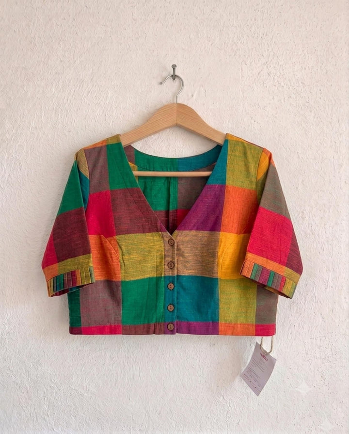 9AM button down blouse with elbow sleeve - Multicolor 2
