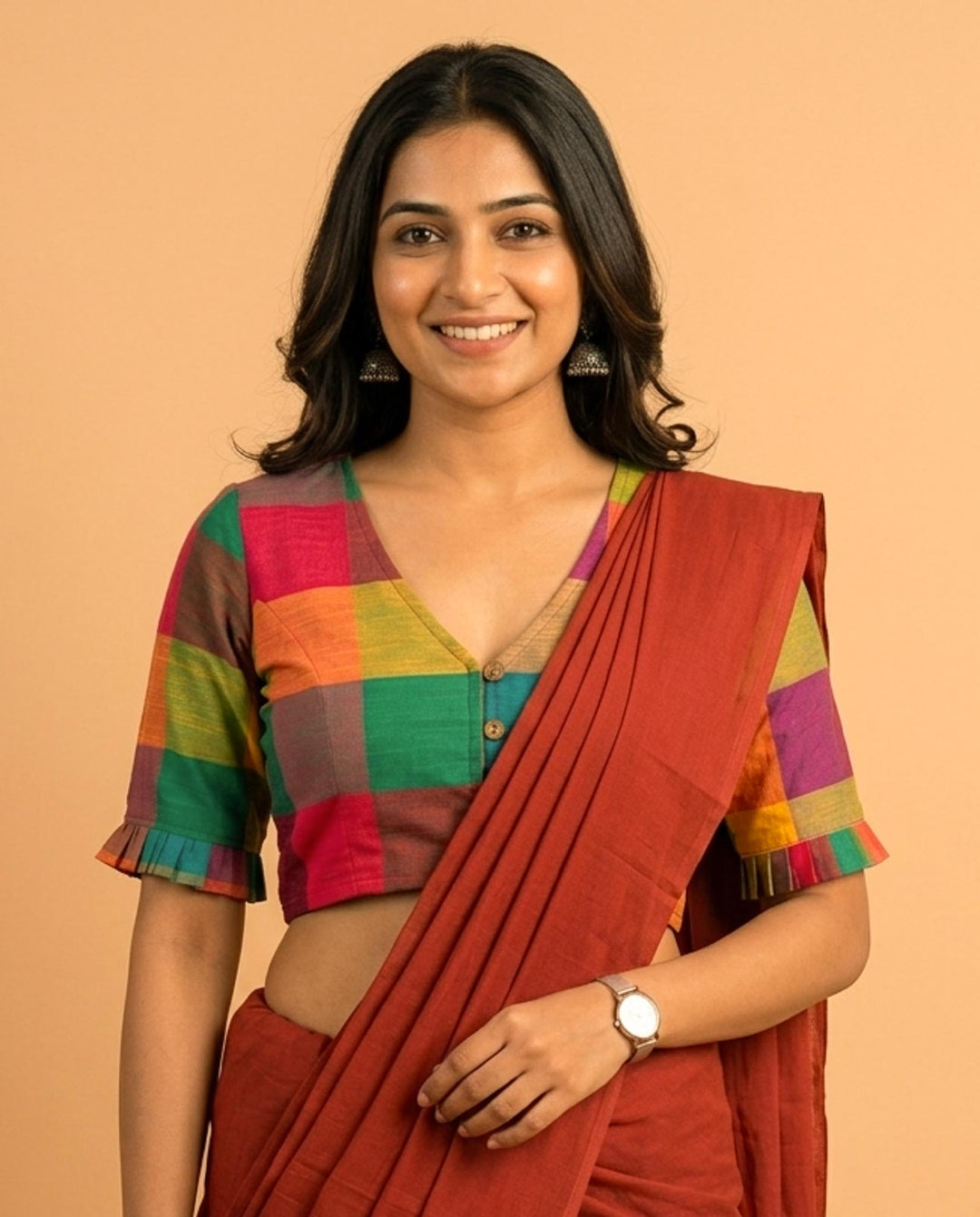 9AM button down blouse with elbow sleeve - Multicolor 2